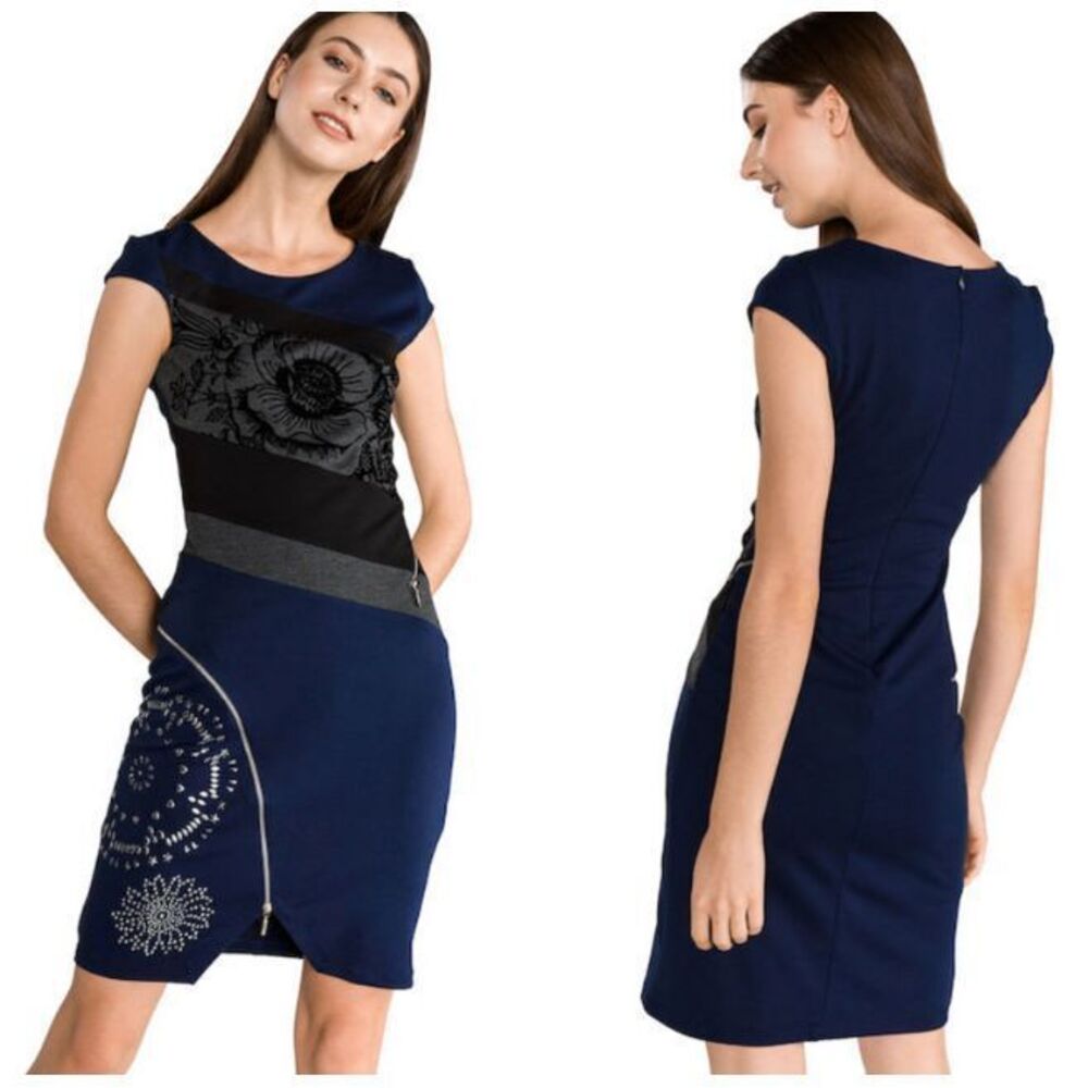 Desigual Vest Candela Embellished Mini Sheath Dress Size Medium‎